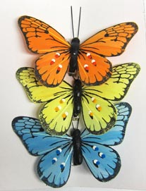 Schmetterling Set 3 Stück orange+gelb+blau 9x7cm